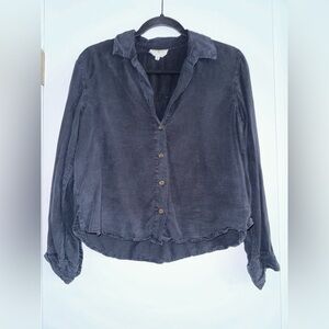 Lou & Grey Washed Black Long Sleeve Button Down